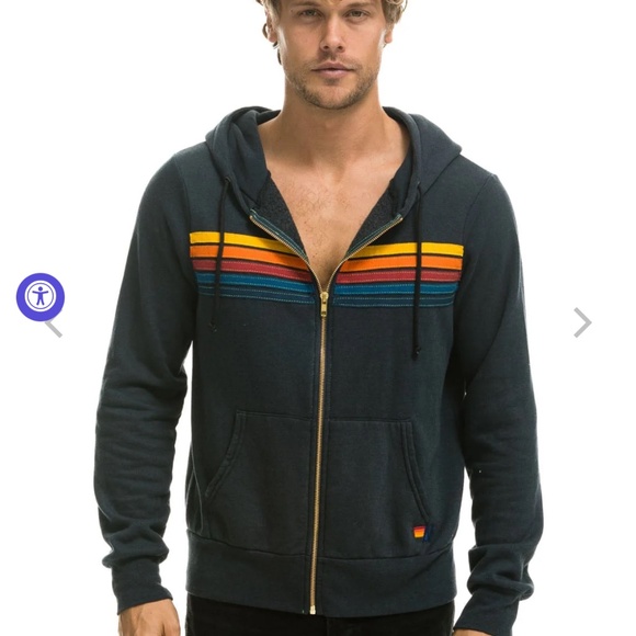 Charcoal Aviator Nation Striped Zip up Sweater size small - Picture 2 of 4